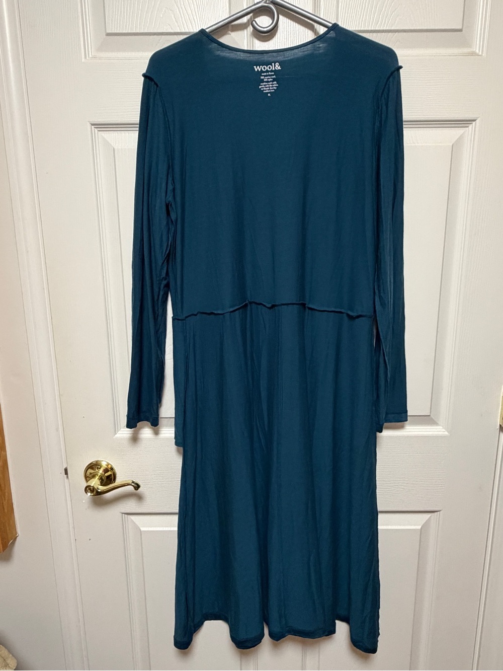 Talia Signature 160 Long-Sleeve V-Neck A-Line Dress in Aegean Teal - Picture 3 of 9